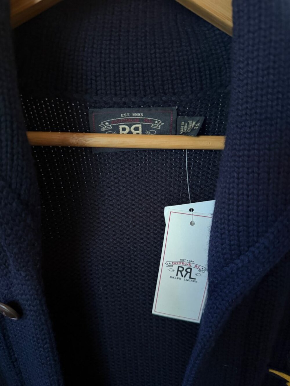 RRL Ralph Lauren Shawl Collar Appliqued Wool Cardigan Navy XS Unisex NWT Perfect - Picture 4 of 12
